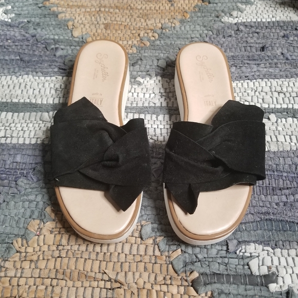 Seychelles Black Coast Leather Slide - Picture 2 of 7